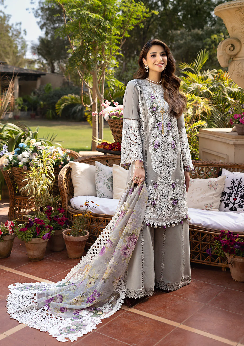 Elaf Premium Embroidered Luxury Lawn Unstitched 3Pc Suit RAMSHA