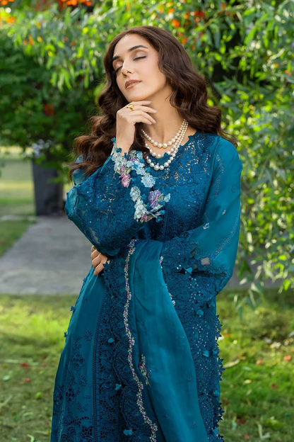 Elaf Premium Embroidered Luxury Lawn Unstitched 3Pc Suit SAPPHIRE