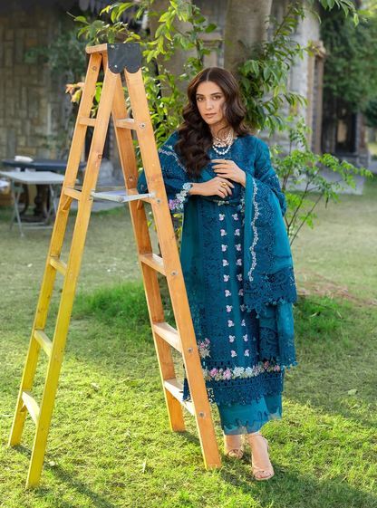 Elaf Premium Embroidered Luxury Lawn Unstitched 3Pc Suit SAPPHIRE