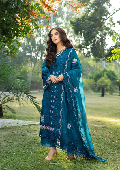 Elaf Premium Embroidered Luxury Lawn Unstitched 3Pc Suit SAPPHIRE