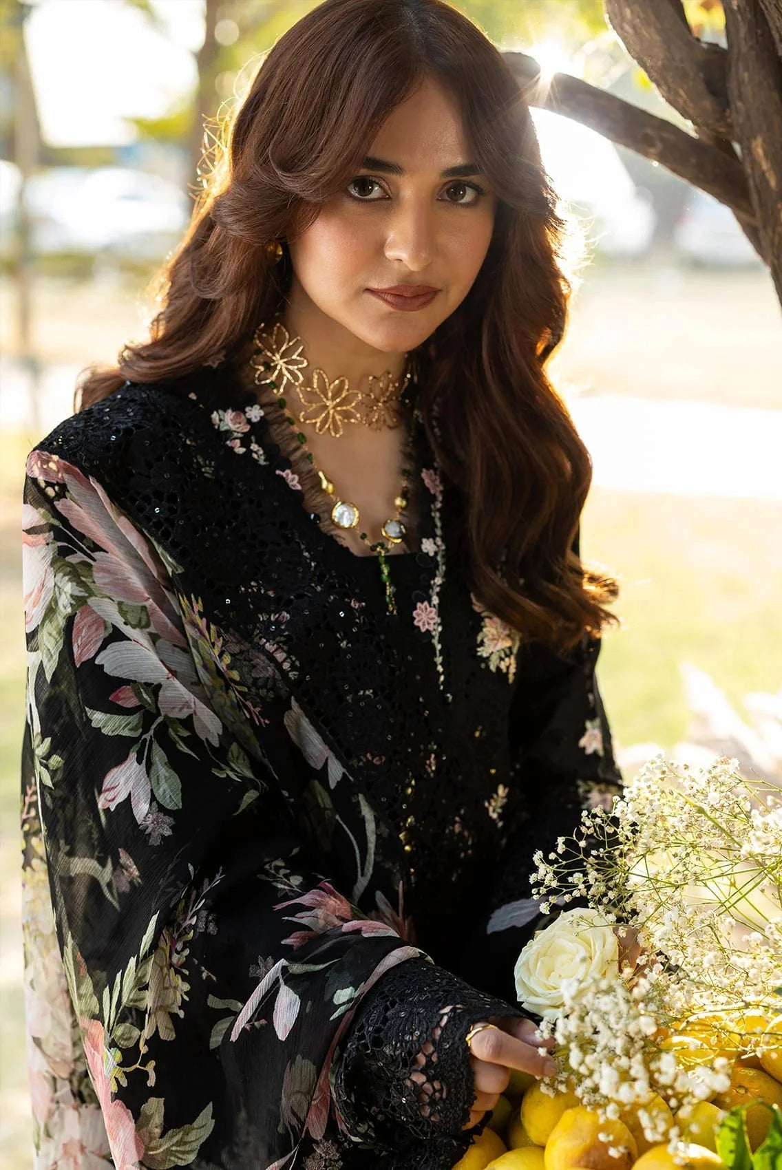 Elaf - Luxury Lawn Embroidered 3 Piece Unstitched - Midnight Blossom