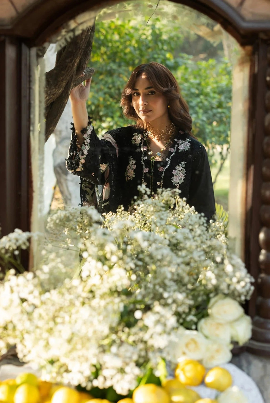 Elaf - Luxury Lawn Embroidered 3 Piece Unstitched - Midnight Blossom