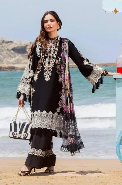 Elaf - 3PC Lawn Embroidered Shirt with Printed Chiffon Dupatta (Unstitched)
