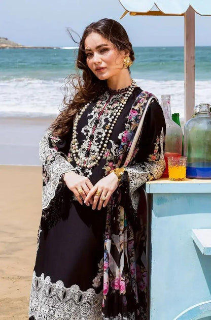 Elaf - 3PC Lawn Embroidered Shirt with Printed Chiffon Dupatta (Unstitched)