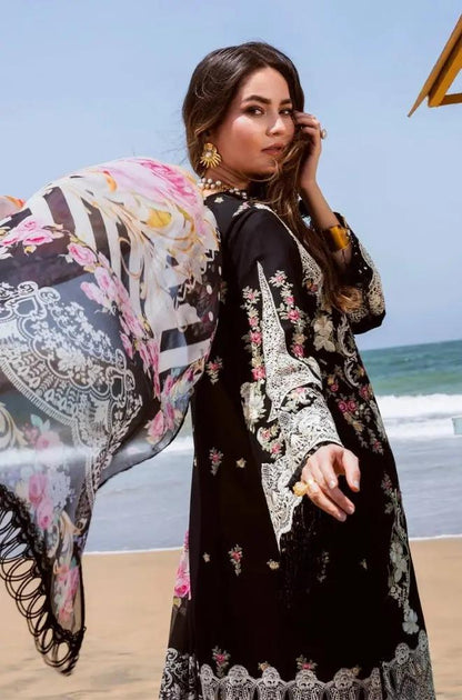 Elaf - 3PC Lawn Embroidered Shirt with Printed Chiffon Dupatta (Unstitched)