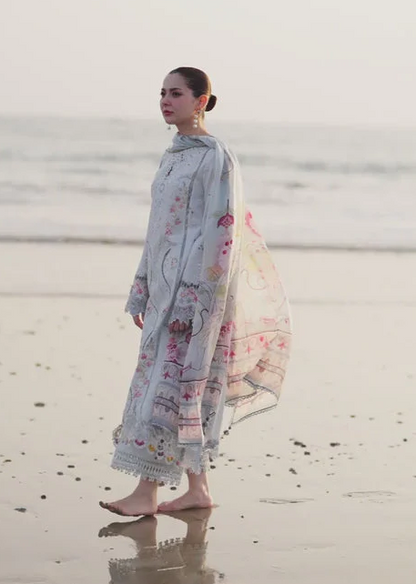 Qalamkar Luxury Lawn Embroidered 3 Piece Unstitched Isabella
