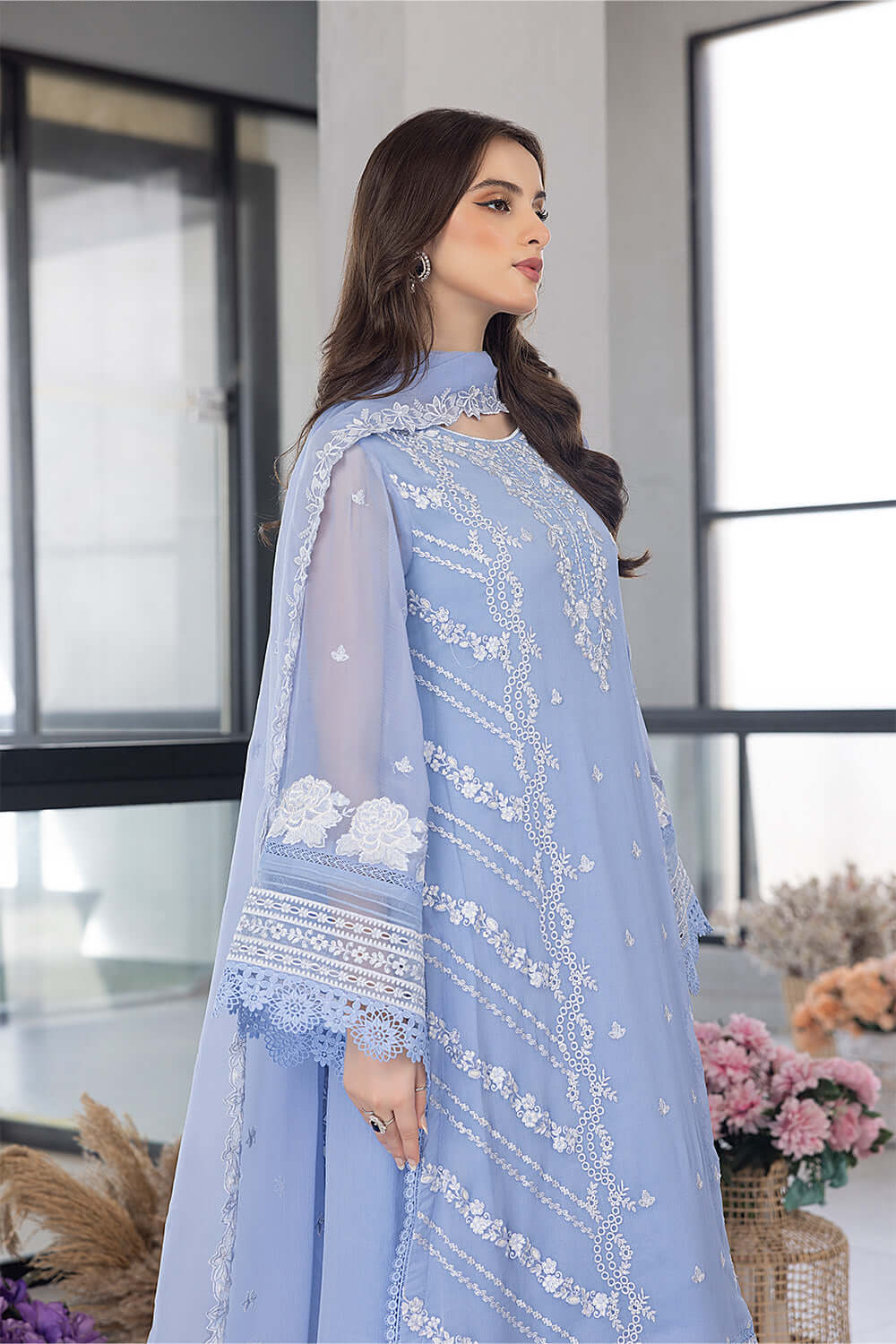Ensembles By Azure Embroidered Chiffon Suits Unstitched 3 Piece Fairy Glow
