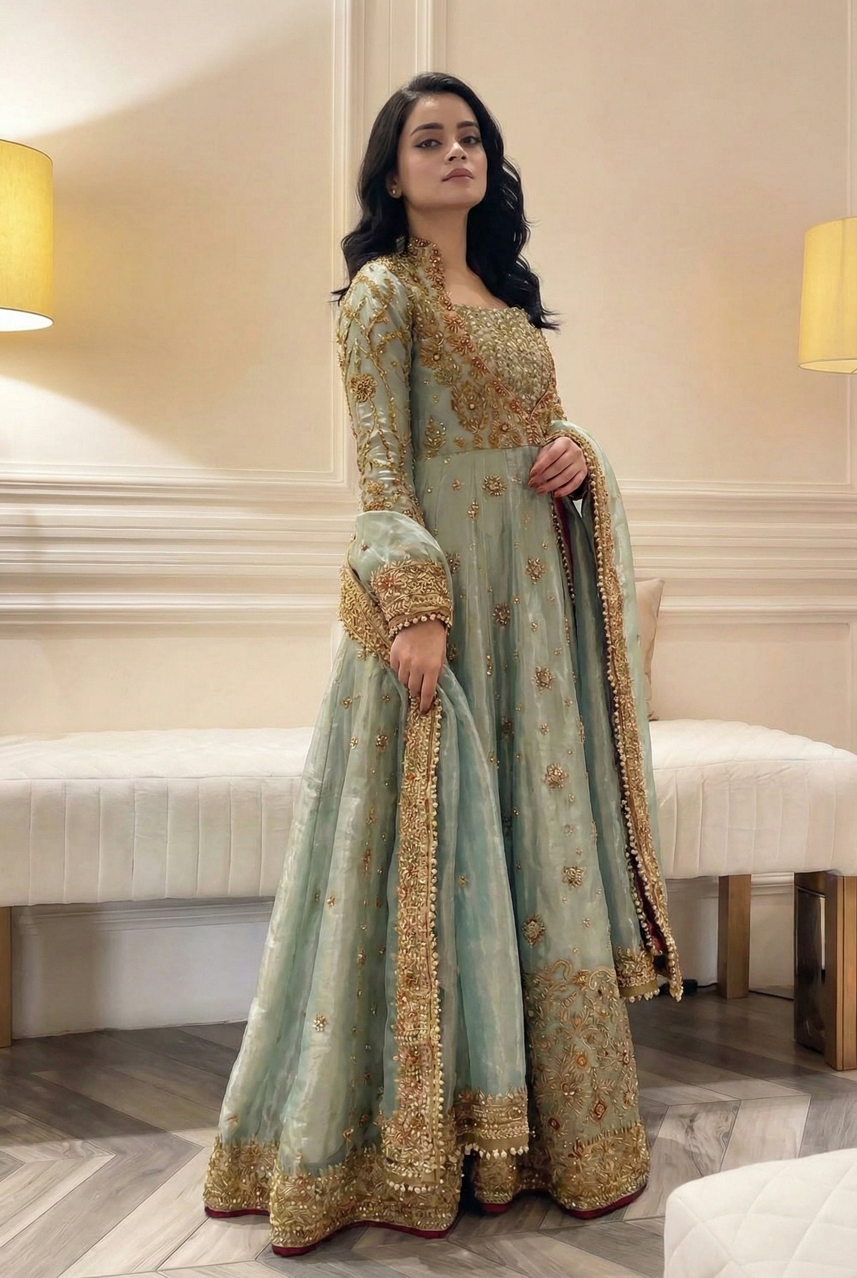 Haris Shakeel Luxury Myssory Embroidered 3 Piece Unstitched UROOJ