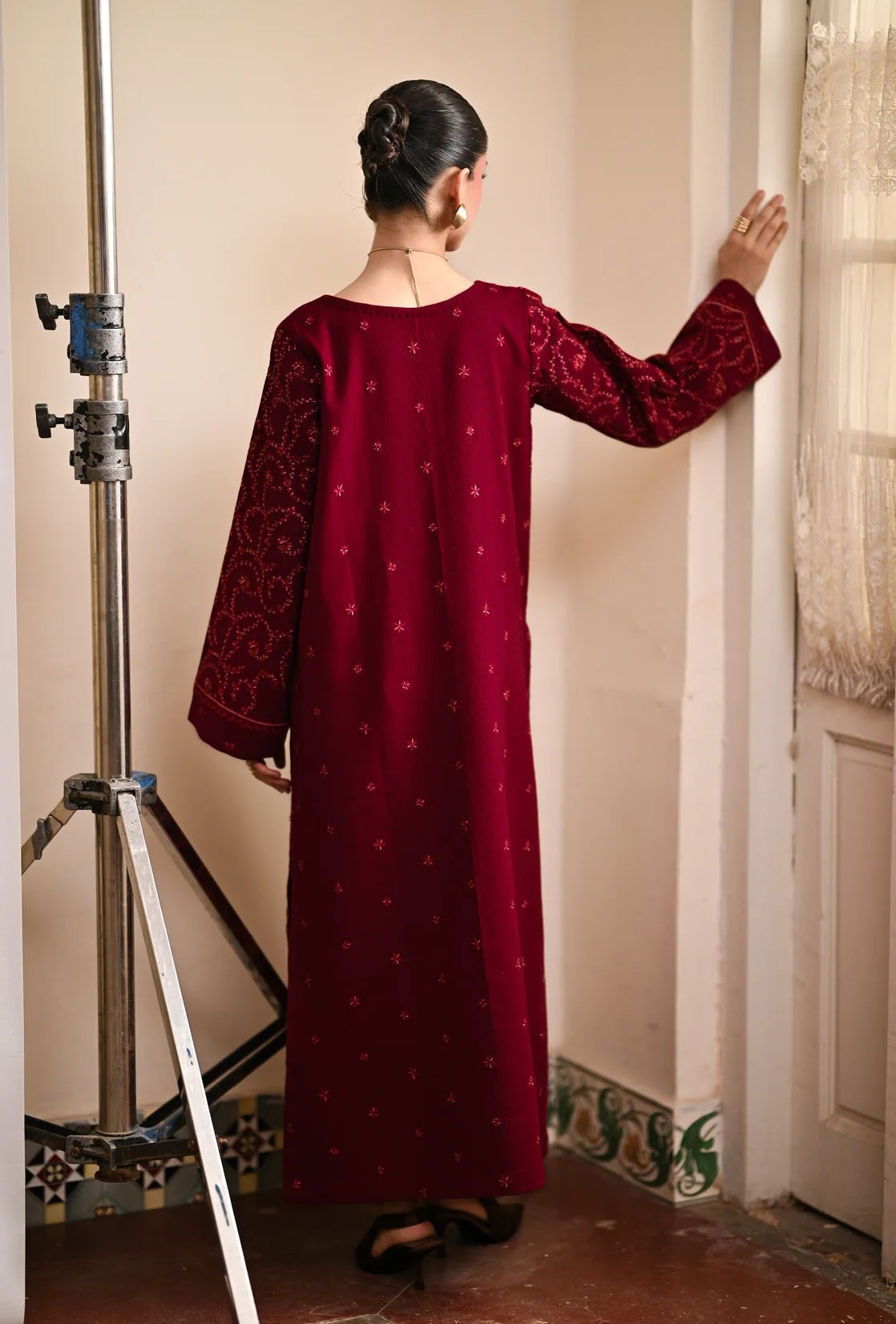 Zaib - Luxury Lawn Embroidered Unstitched 3 Piece - Maroon