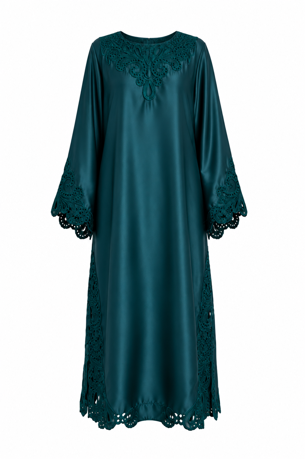 Luxury Silk Cutwork Embroidered 3pc Long Dress