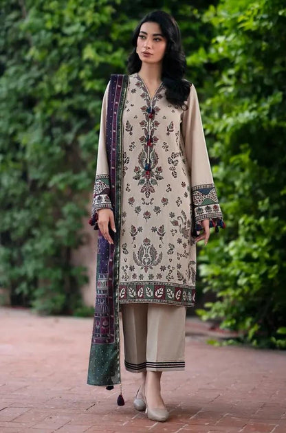 Jazmin - 3PC Unstitched Dhanak Embroidered Shirt with Pashmina Shawl and Trouser