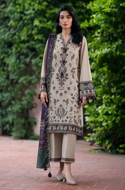 Jazmin - 3PC Unstitched Dhanak Embroidered Shirt with Pashmina Shawl and Trouser