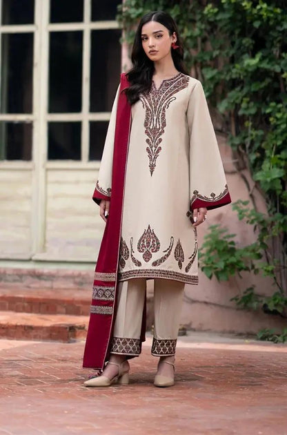 Jazmin - 3PC Unstitched Dhanak Embroidered Shirt with Pashmina Wool Shawl and Embroidered Trouser