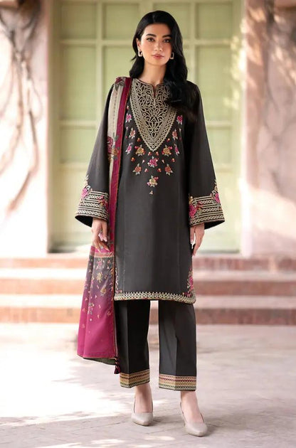 Jazmin - 3PC Unstitched Dhanak Embroidered Shirt with Printed Pashmina Wool Shawl and Embroidered Trouser