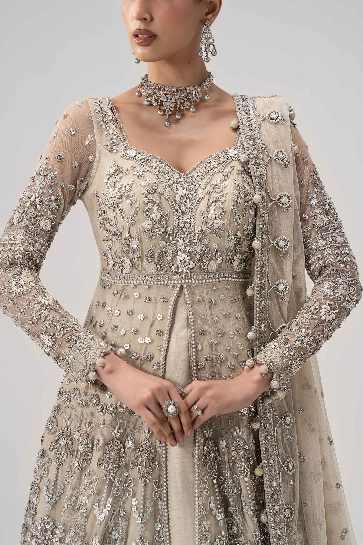 Maria B Elaria Luxury Net Embroidered 3Pc Unstitched Suit (4 yards trouser fabirc )