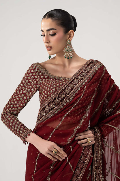 Maria B 26V1 - 09 - Danira Luxury Chiffon Embroidered 3Pc Unstitched Sari