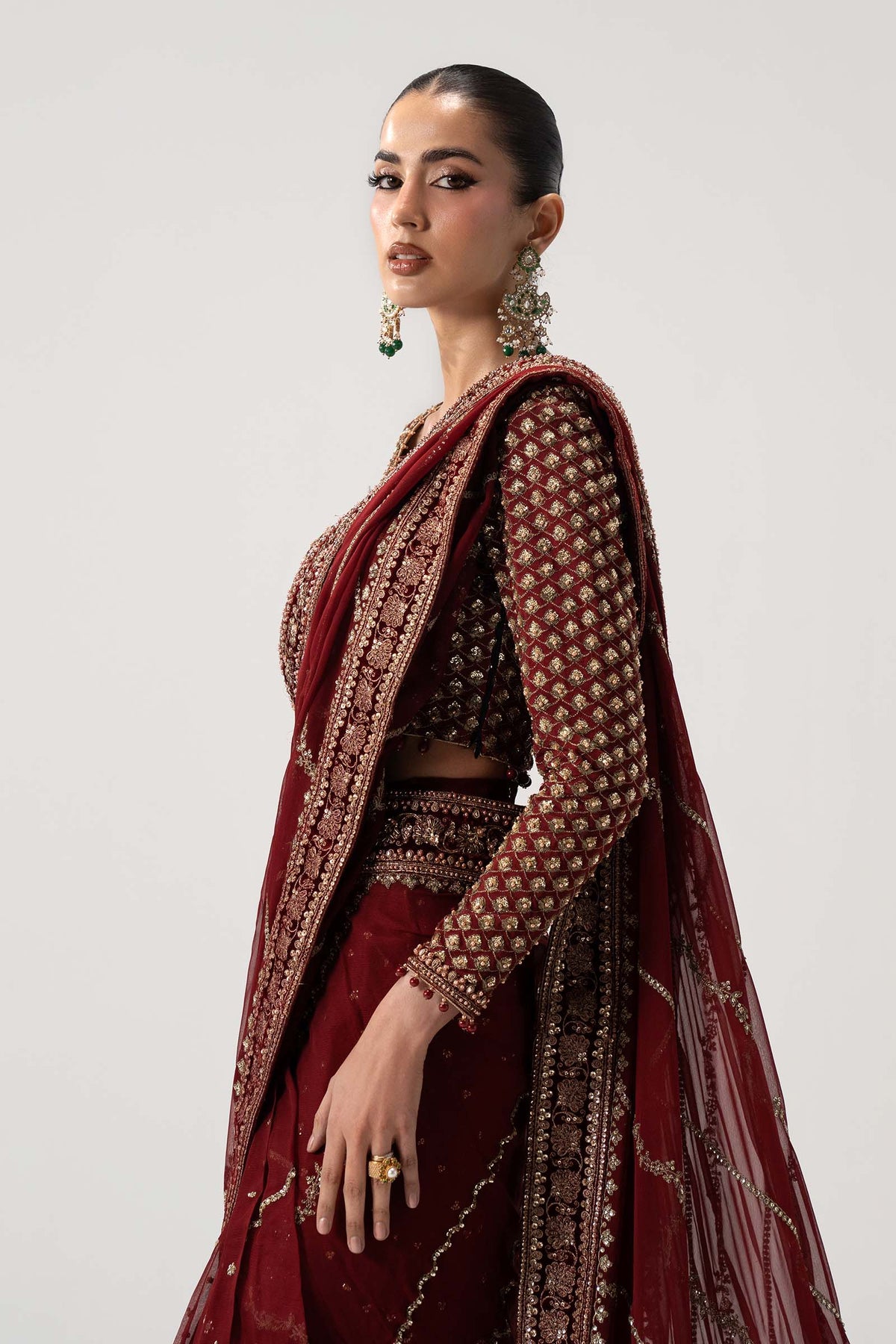 Maria B 26V1 - 09 - Danira Luxury Chiffon Embroidered 3Pc Unstitched Sari