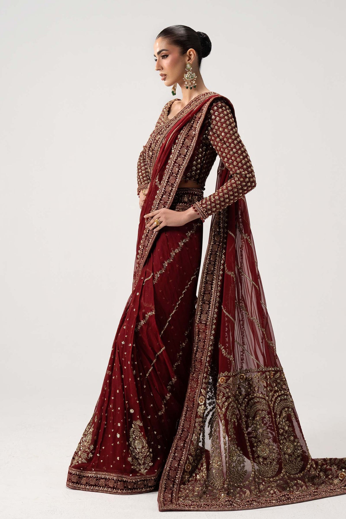 Maria B 26V1 - 09 - Danira Luxury Chiffon Embroidered 3Pc Unstitched Sari