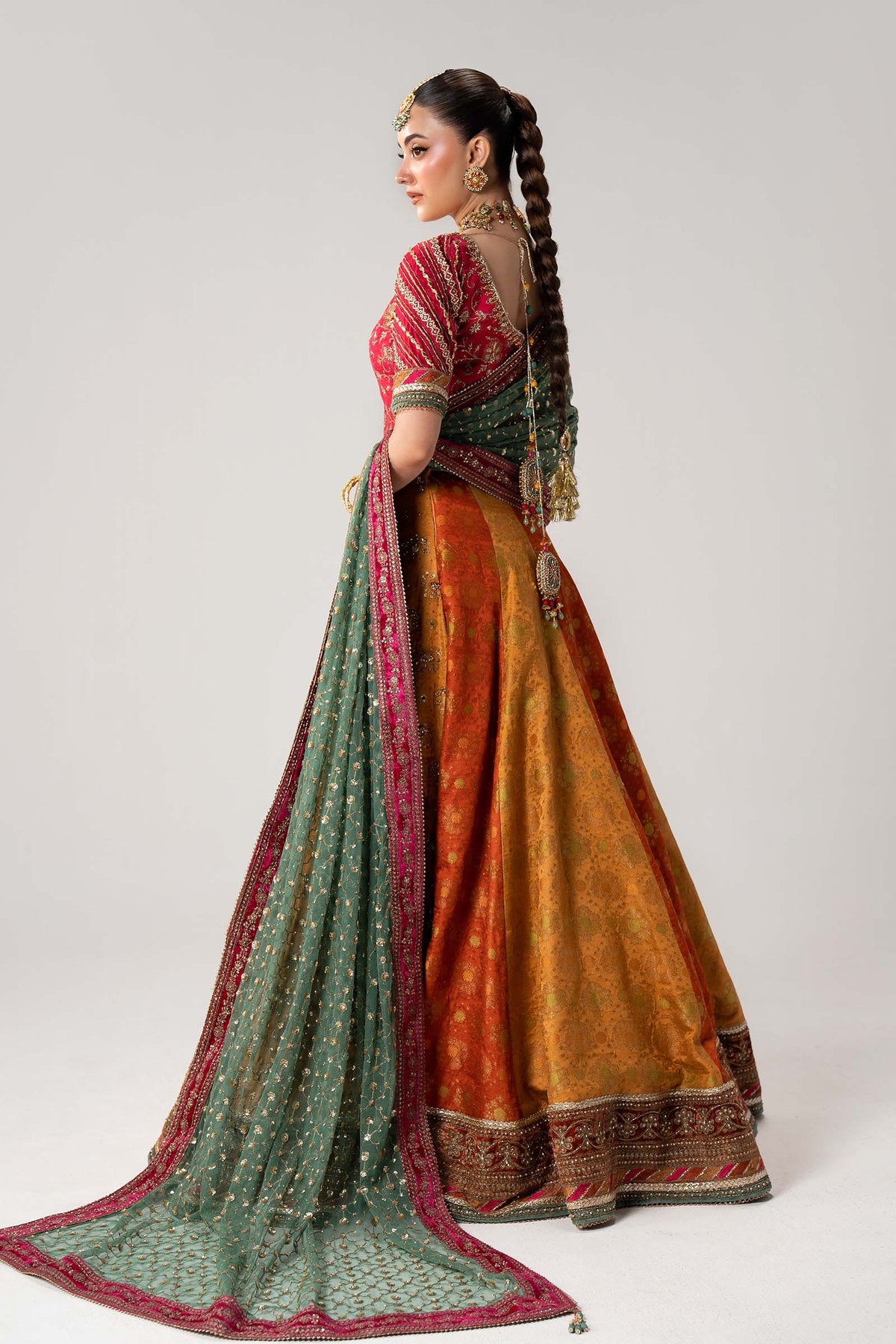 Maria B MC - 26V1 - 14 Merjan Luxury Embroidered Raw Silk 3Pc Unstitched Suit