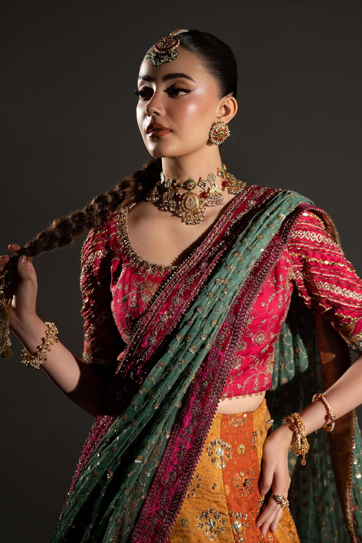 Maria B MC - 26V1 - 14 Merjan Luxury Embroidered Raw Silk 3Pc Unstitched Suit