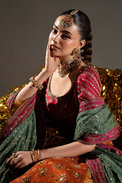 Maria B MC - 26V1 - 14 Merjan Luxury Embroidered Raw Silk 3Pc Unstitched Suit