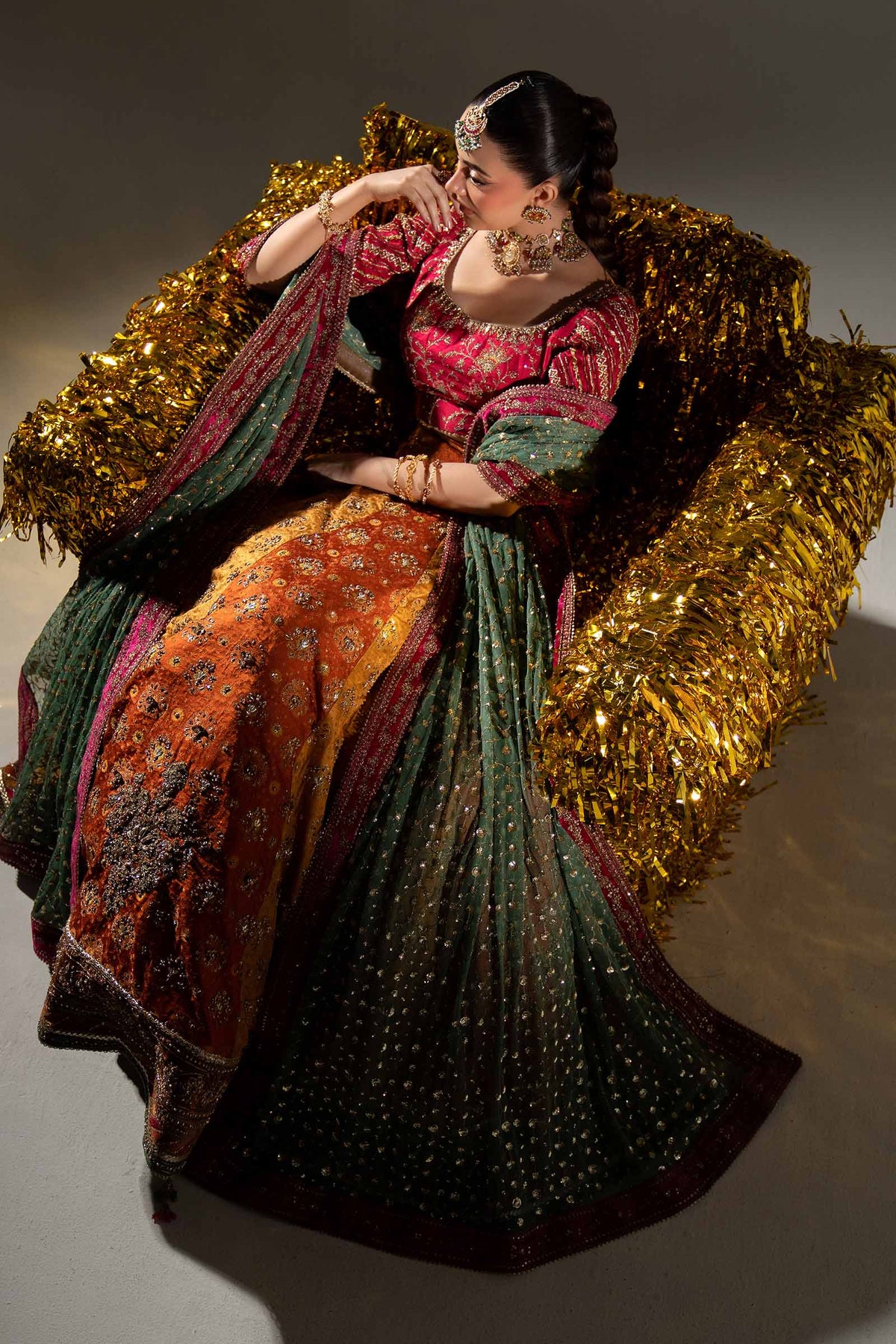 Maria B MC - 26V1 - 14 Merjan Luxury Embroidered Raw Silk 3Pc Unstitched Suit