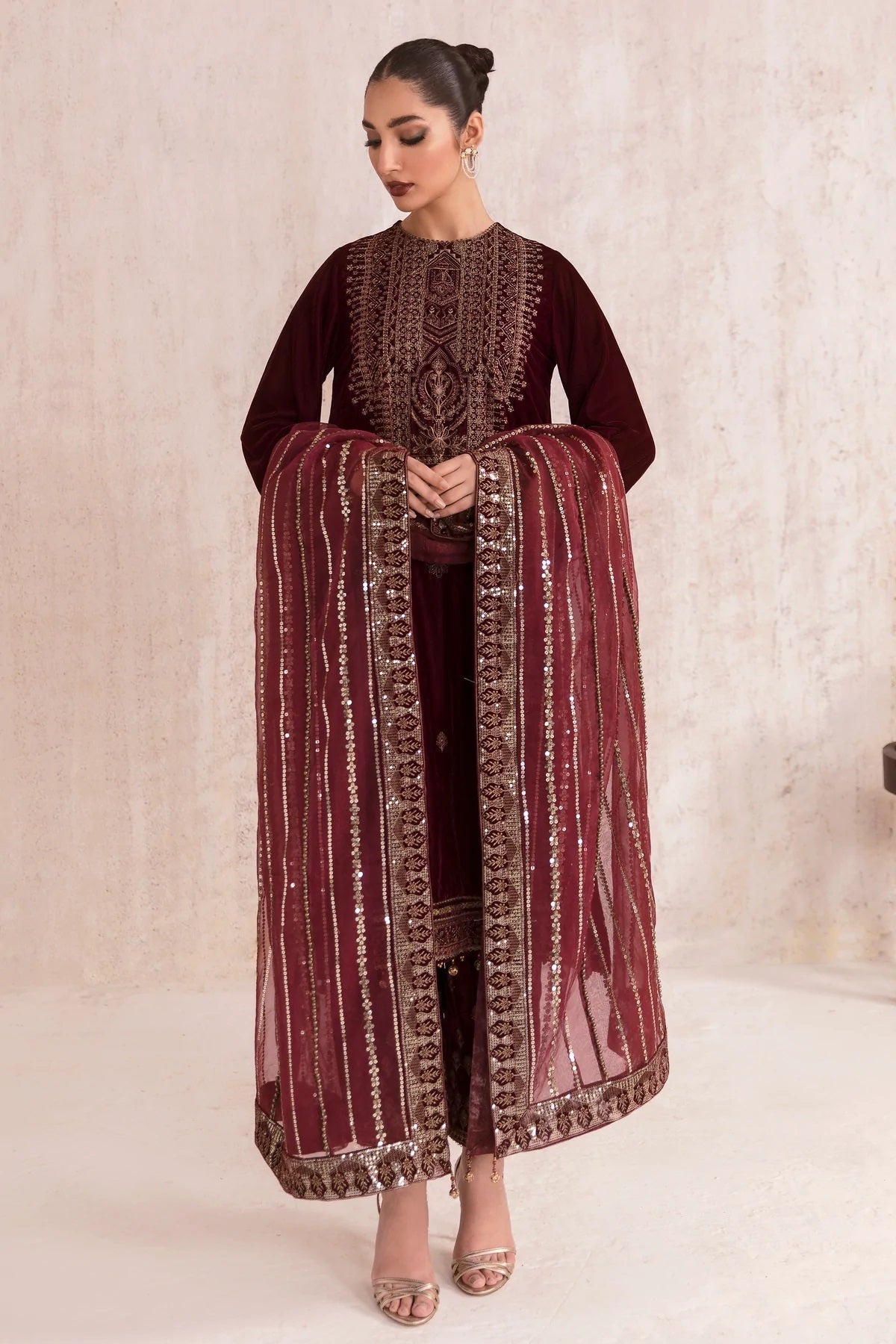 Jazmine Luxury Formel Velvet Collection - Qalb 3 Pc Unstitched