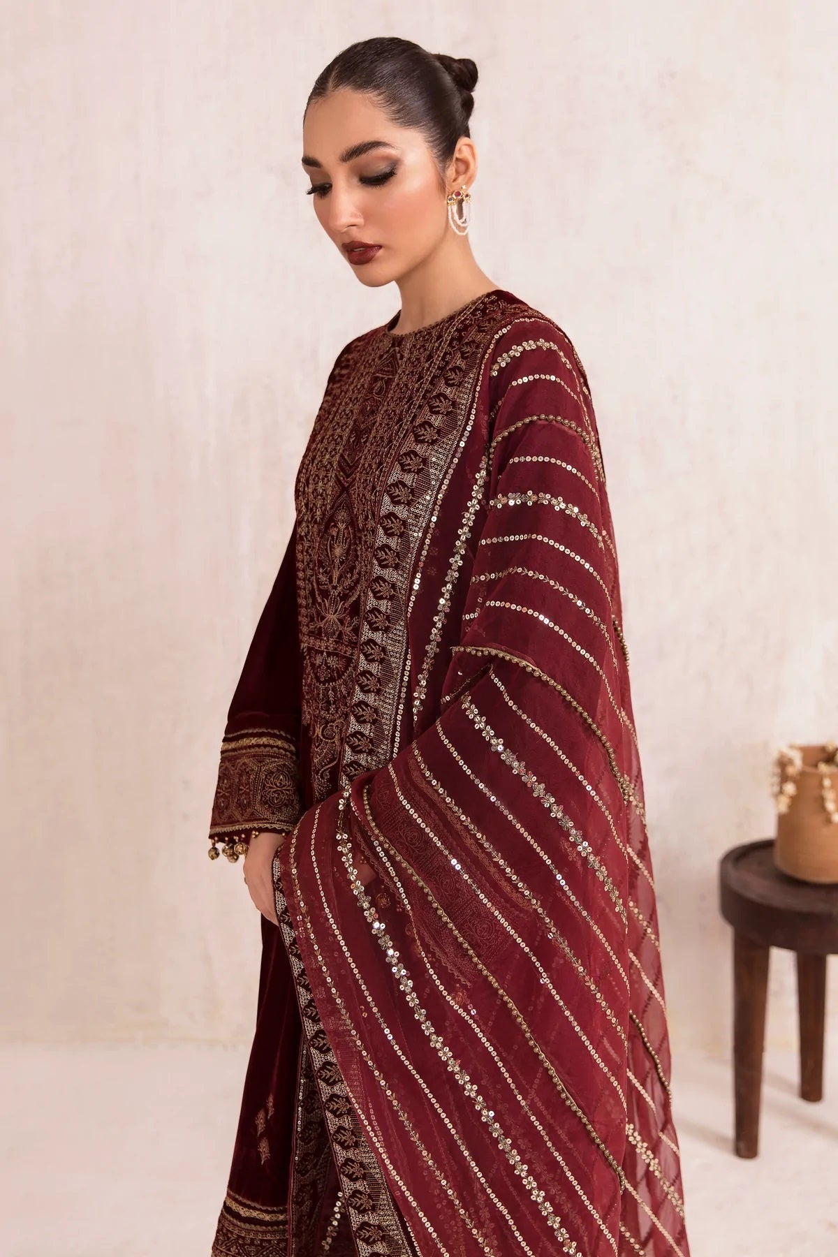 Jazmine Luxury Formel Velvet Collection - Qalb 3 Pc Unstitched