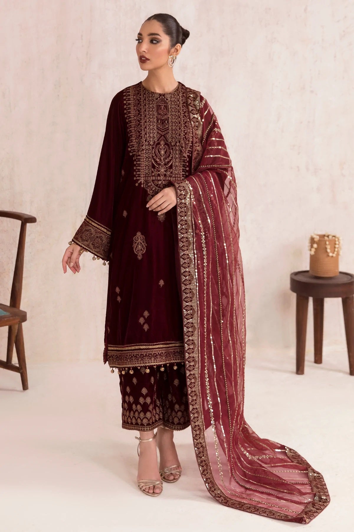 Jazmine Luxury Formel Velvet Collection - Qalb 3 Pc Unstitched