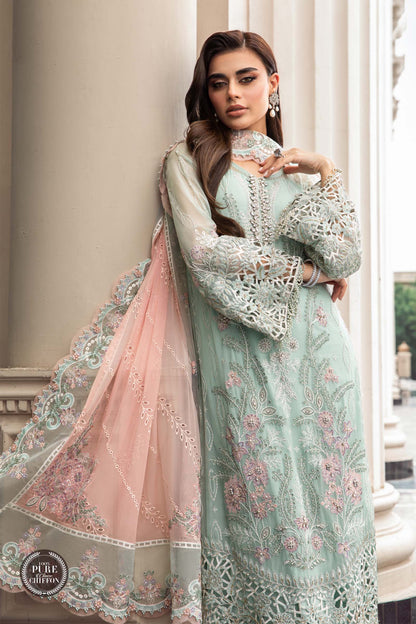 Maria B Green Luxury Chiffon Embroidered 3Pc Unstitched Suit