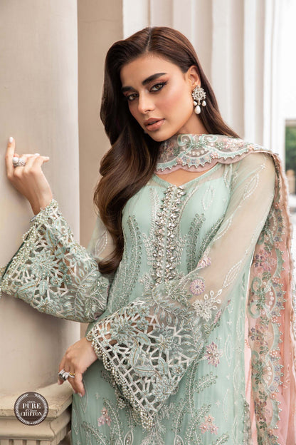 Maria B Green Luxury Chiffon Embroidered 3Pc Unstitched Suit