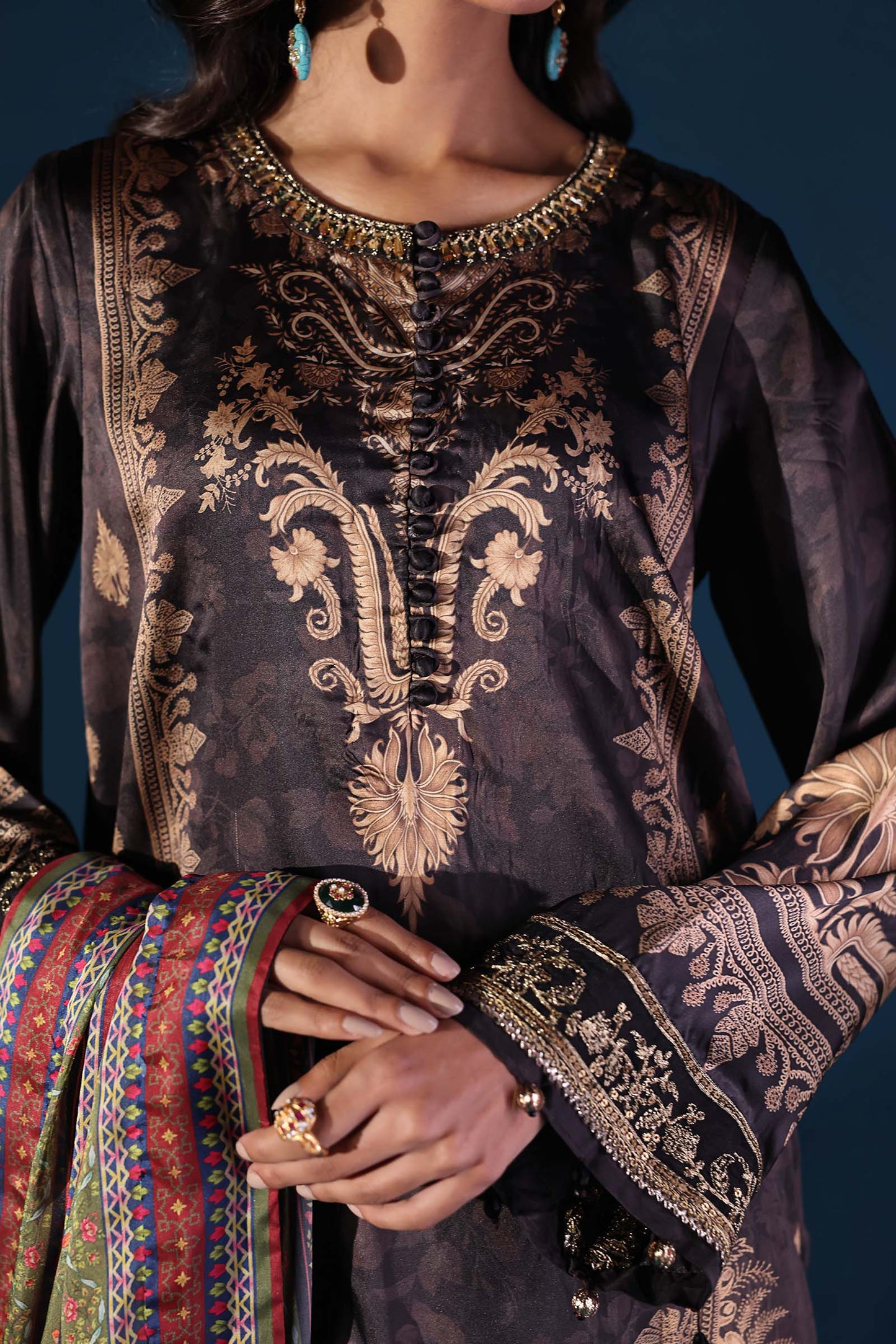 Maria.B Embroidered Satin Silk Suit 3 Pc Unstitched MPS