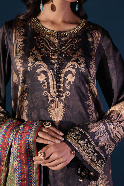 Maria.B Embroidered Satin Silk Suit 3 Pc Unstitched MPS