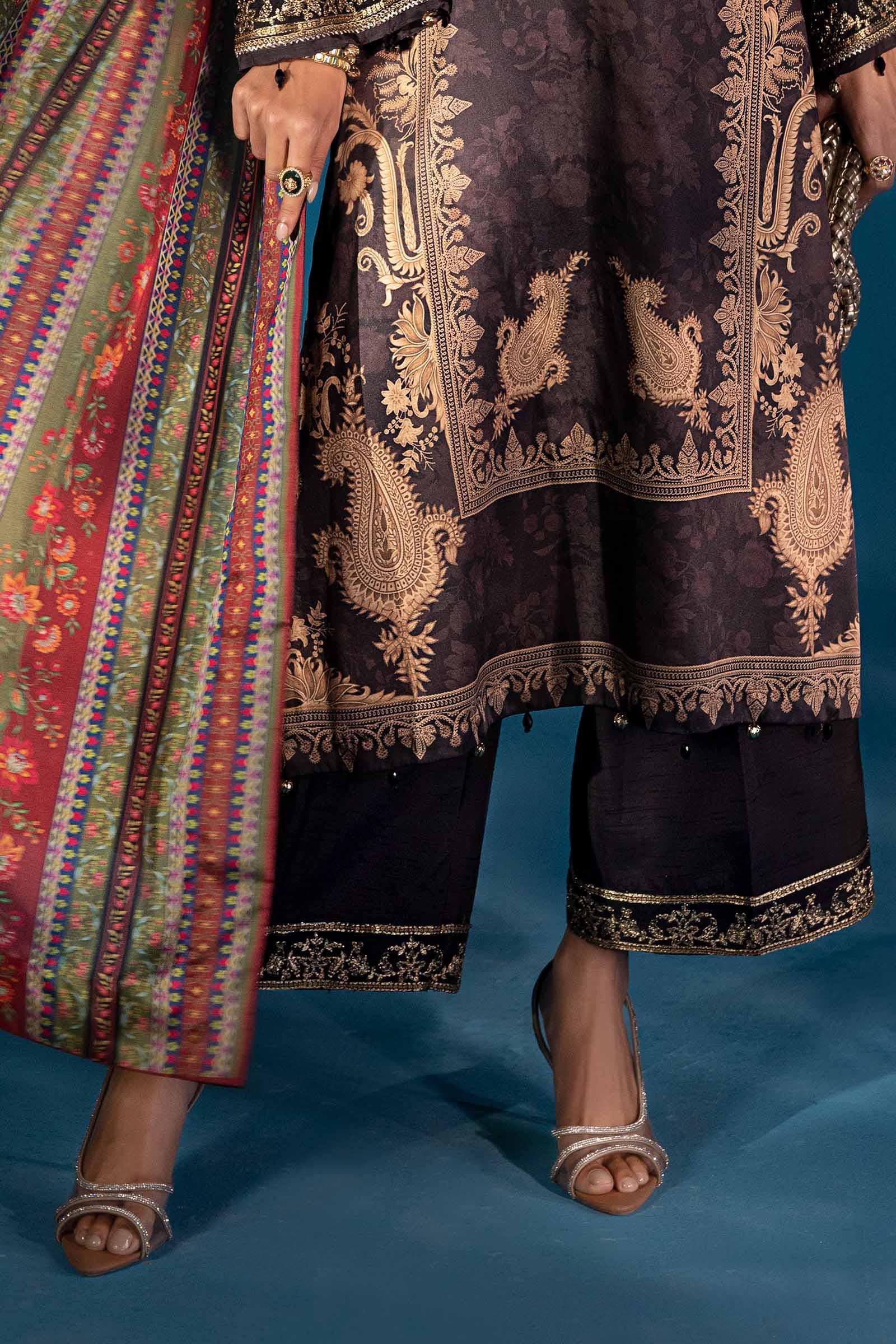 Maria.B Embroidered Satin Silk Suit 3 Pc Unstitched MPS