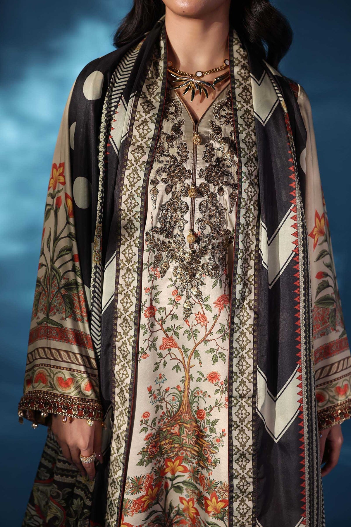 Maria.B Luxury Silk Embroidered 3 Piece Unstitched - MPS