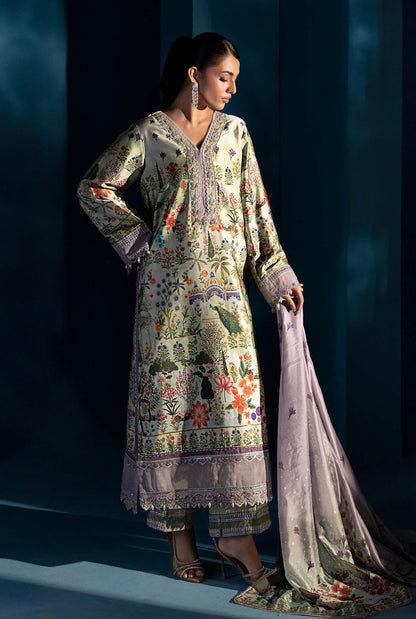 Maria.B - Luxury Silk Embroidered 3 Piece Unstitched - MPS - Pista