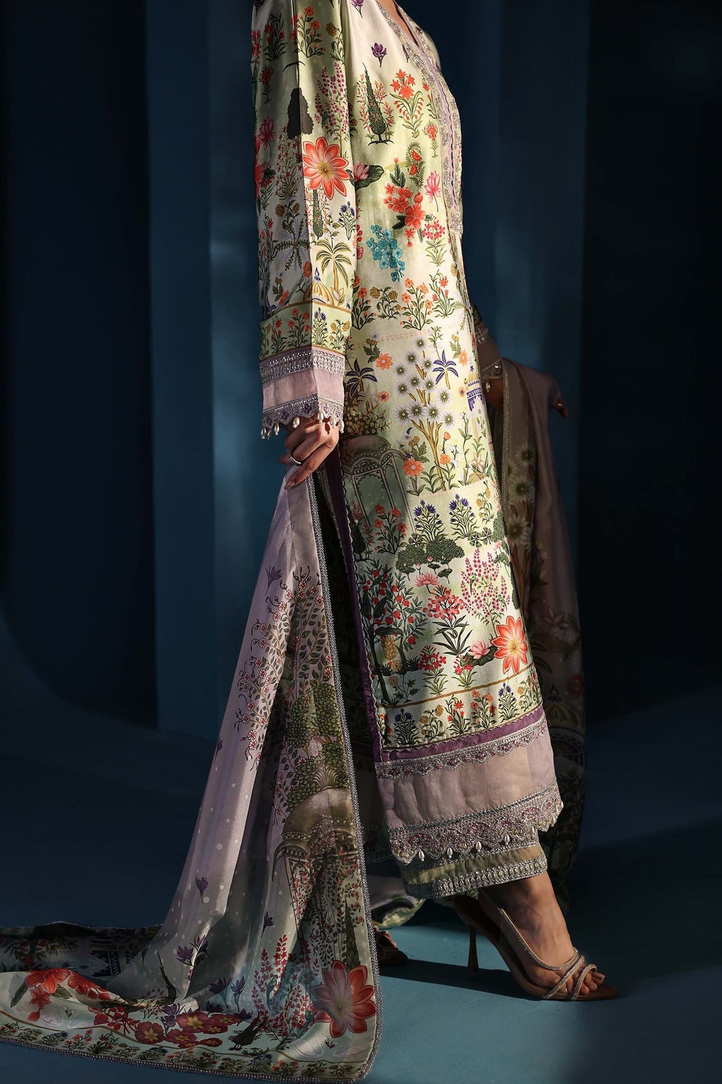 Maria.B - Luxury Silk Embroidered 3 Piece Unstitched - MPS - Pista