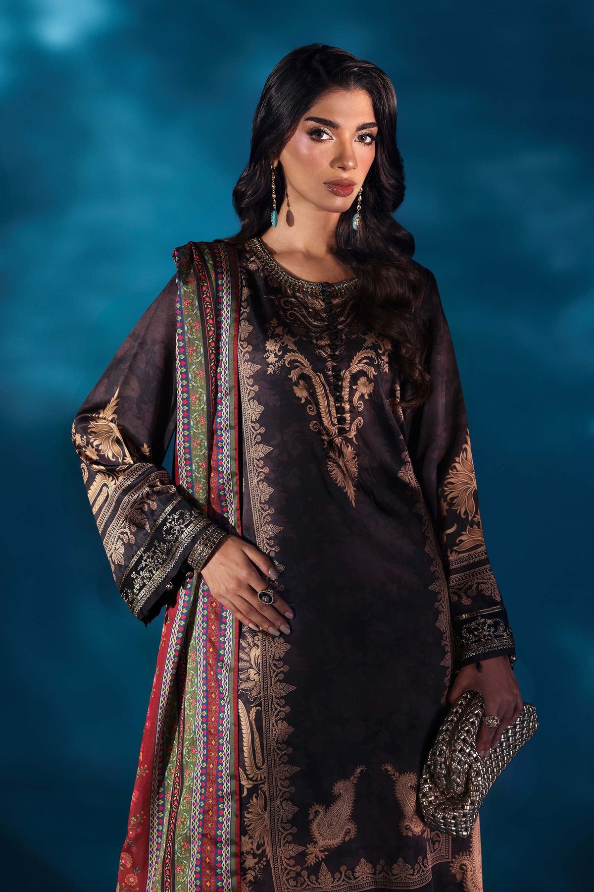 Maria.B Embroidered Satin Silk Suit 3 Pc Unstitched MPS