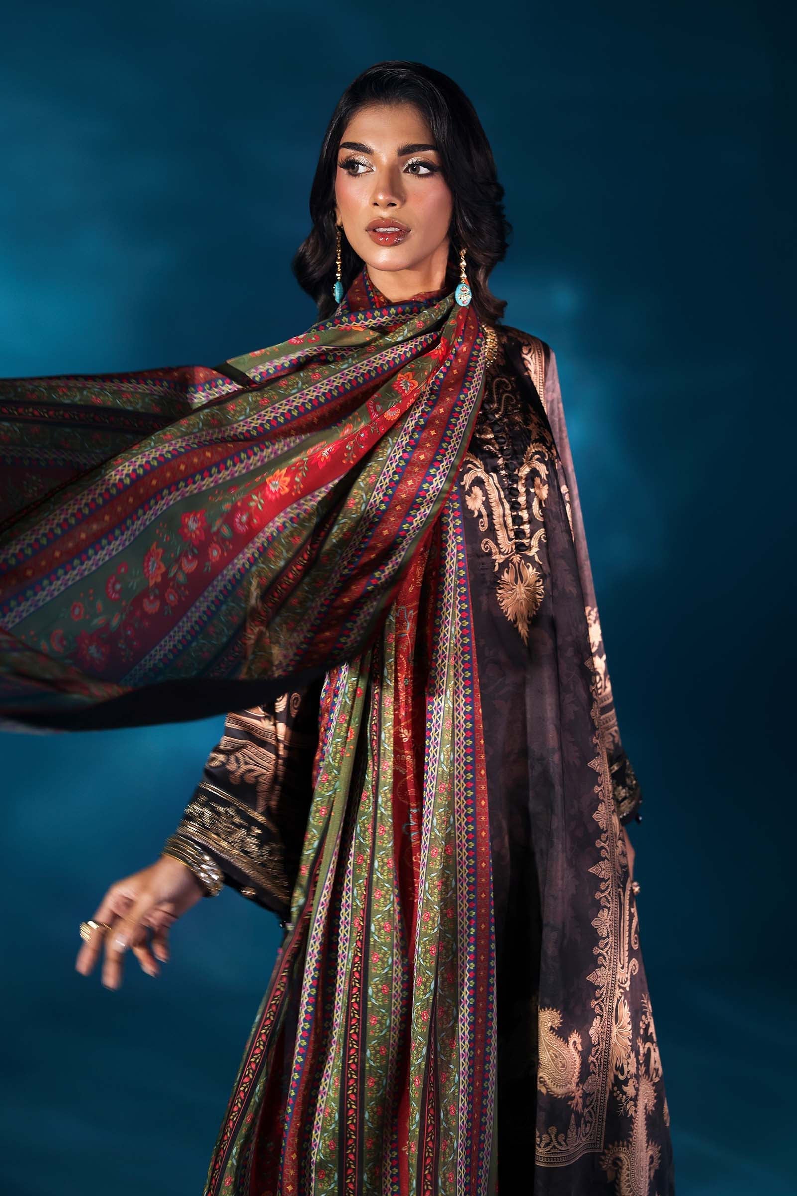 Maria.B Embroidered Satin Silk Suit 3 Pc Unstitched MPS