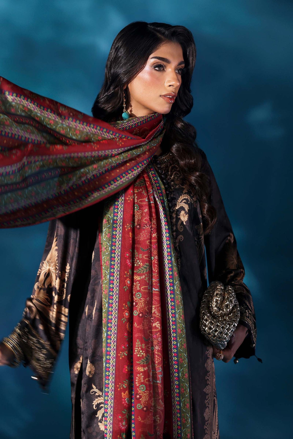 Maria.B Embroidered Satin Silk Suit 3 Pc Unstitched MPS