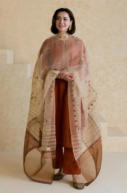 Mishkaa - 3PC Lawn Embroidered Shirt with Printed Chiffon Dupatta (Unstitched)