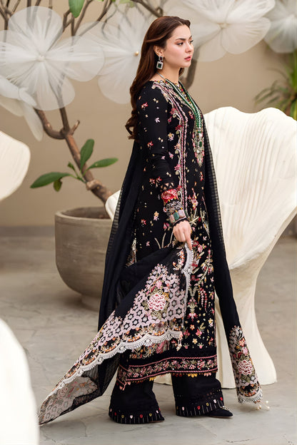 Qalamkar 3PC Lawn Embroidered Shirt with Embroidered Khaddi Net Dupatta (Unstitched)