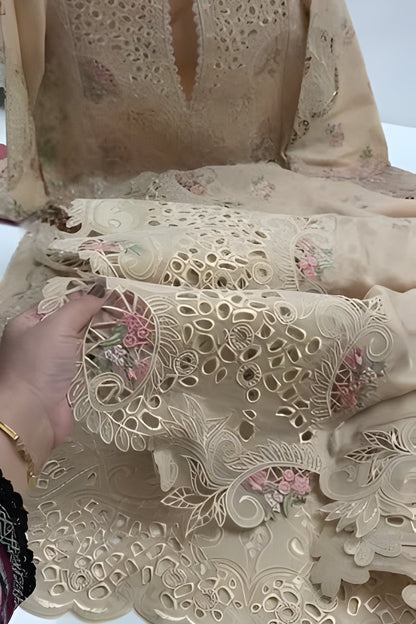 Aneelas - 3PC Unstitched Lawn Embroidered Shirt with Cotton Net Embroidered Dupatta and Trouser