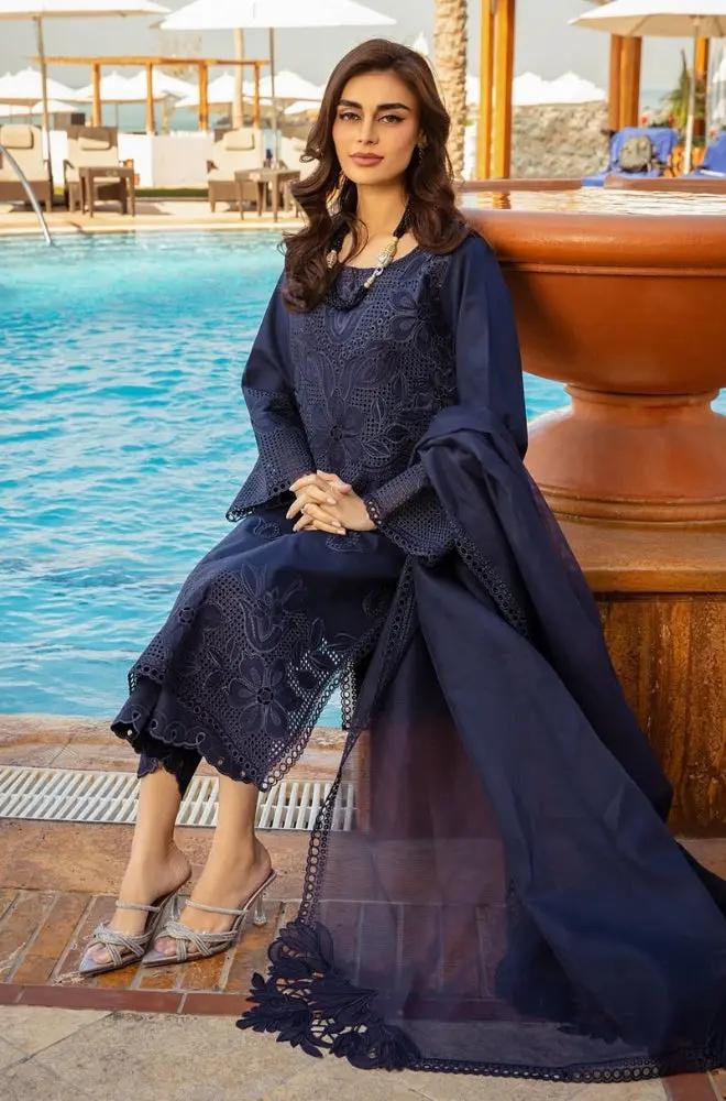 Rang Rasiya - 3PC Lawn Embroidered Shirt with Embroidered Khadi Net Dupatta (Unstitched)