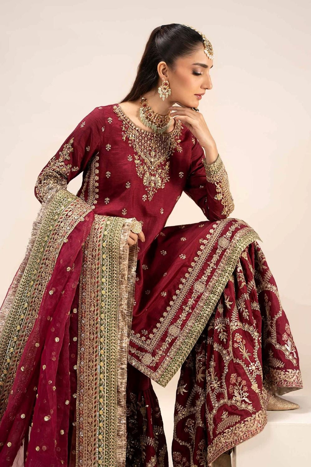 Maria.B Luxury Raw Silk Embroidered 3 Piece Unstitched Virasat