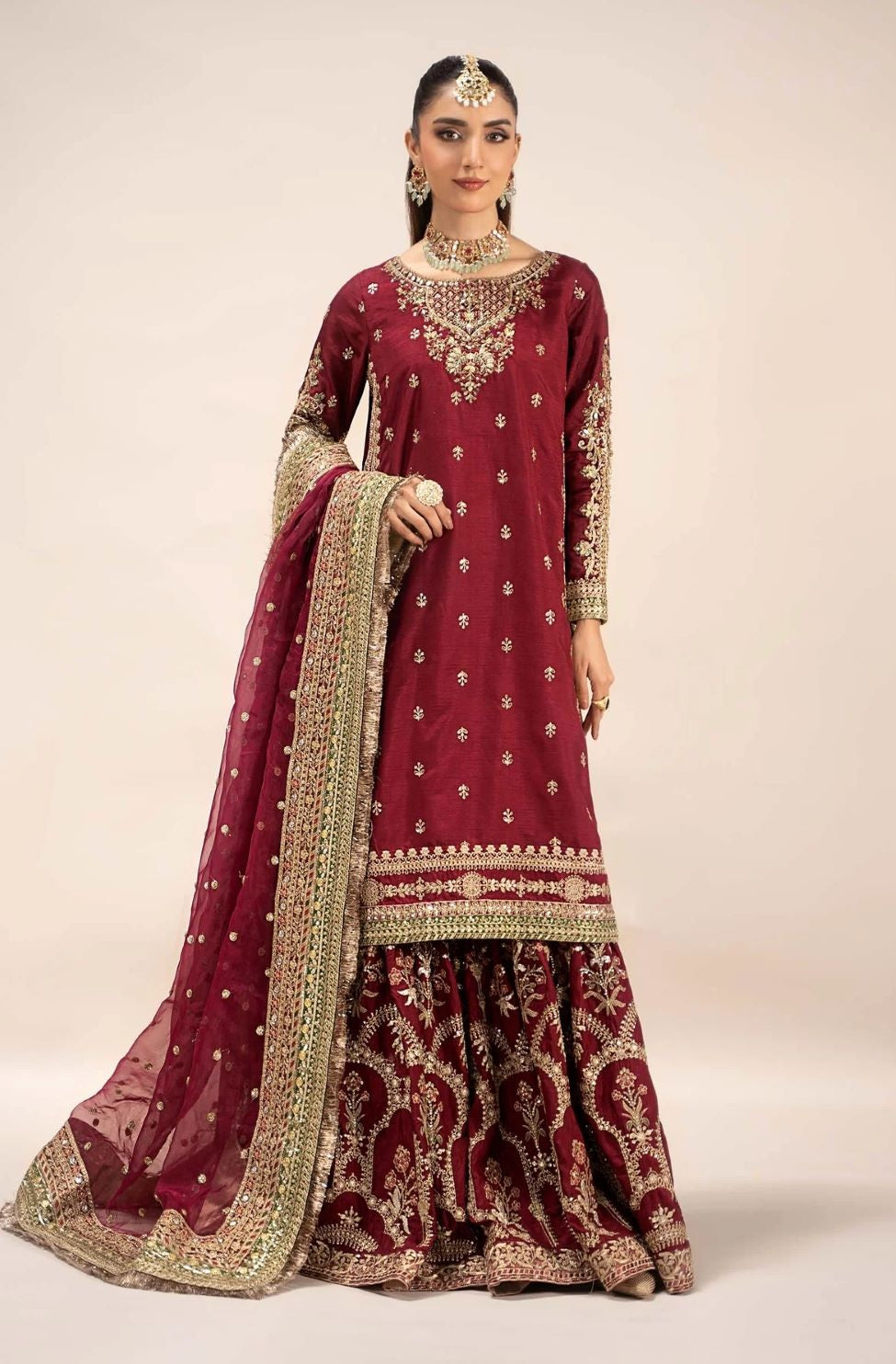 Maria.B Luxury Raw Silk Embroidered 3 Piece Unstitched Virasat