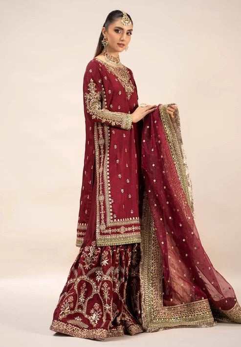 Maria.B Virasat Luxury Raw Silk Embroidered 3 Piece Unstitched Suit