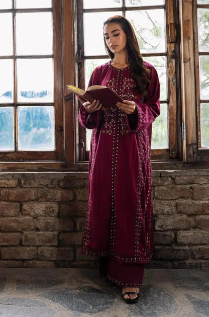 Sapphire - 2PC Unstitched Khaddar Embroidered Shirt with Khaddar Trouser