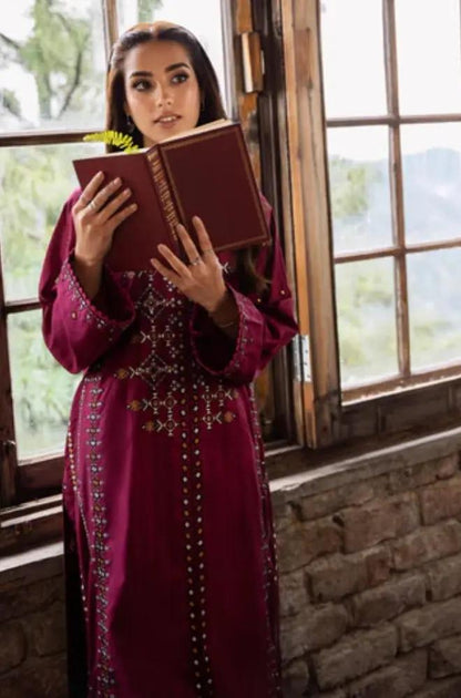 Sapphire - 2PC Unstitched Khaddar Embroidered Shirt with Khaddar Trouser