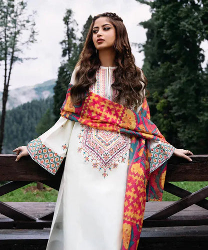 Sapphire - 3PC Lawn Embroidered Shirt with Printed Chiffon Dupatta (Unstitched)